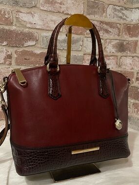 Brahmin Burgundy Leather Satchel Handbag